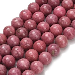 天然石ロードナイトビーズ連売り  ラウンド  グレードA-  10.5mm  穴：0.8mm  約40個/連  15.75インチ（40cm）&nbsp;G-F820-K06-10mm