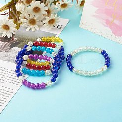 ガラスビーズと非磁性合成ヘマタイトビーズストレッチブレスレット  ミックスカラー  内径：2-3/8インチ（5.9cm）&nbsp;BJEW-JB06480