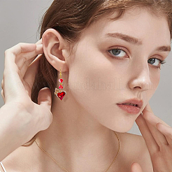 300個の透明スプレー塗装ガラスビーズ  ハート  レッド  6x6x4mm  穴：0.9mm&nbsp;GLAA-SP0001-48