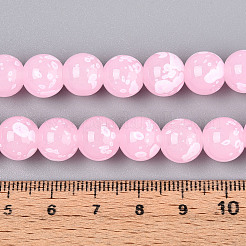 ペイントガラスビーズを焼く  ラウンド  パールピンク  10~10.5mm  穴：1.2~1.5mm&nbsp;X1-DGLA-N015-10mm-02
