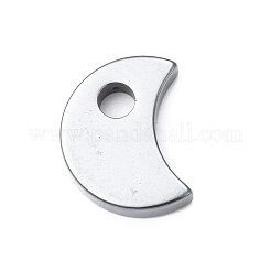 合成磁気無しヘマタイトペンダント  ムーンチャーム  大穴ペンダント  ヘマタイトメッキ  22x17x4mm  穴：4.8mm&nbsp;G-F740-07