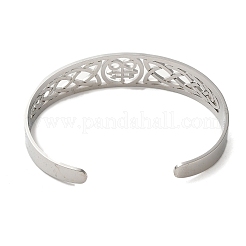 Non-Tarnish 304 Stainless Steel Hollow Cuff Bangles&nbsp;BJEW-Z022-02P