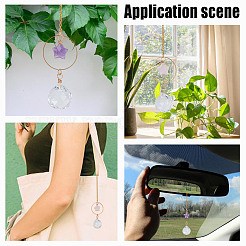 2Pcs Star Natural Rose Quartz & Amethyst & Glass Round Pendant Decoration&nbsp;HJEW-DR00183