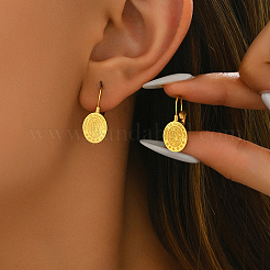 304 Stainless Steel Coin Hoop Earrings&nbsp;GM0292