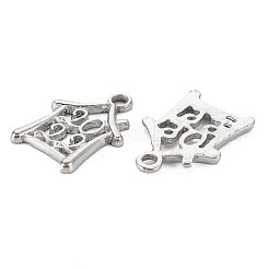 ラックメッキ合金ペンダント  カドミウムフリー＆鉛フリー  ナンバー2022のキャビン  プラチナ  23.5x17x2mm  穴：2mm&nbsp;PALLOY-S139-005-RS