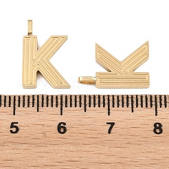 304ステンレスペンダント  文字チャーム  ゴールドカラー  文字k  15.5x10.2x2mm  穴：2.5x1mm&nbsp;STAS-L022-589K