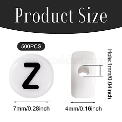 500PCSアクリルビーズ  横穴付き  文字L  フラットラウンド  文字Z  7x4mm  穴：1mm&nbsp;SACR-TA0001-55Z