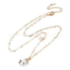 304ステンレススチール製エナメル加工のかわいい猫型ペンダントネックレス（女性用）  ゴールドカラー  ライトグレー  17.80インチ（45.2cm）  カタログ番号：20x10mm&nbsp;SA-G068-01G-01