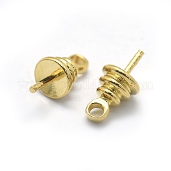真鍮カップパールヒートンキャップピンペンダント  片穴パーツ用  生（メッキなし）  9.5x4.5mm  穴：1.5mm  ピン：0.5mm&nbsp;KK-L184-17C