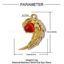 304 Stainless Steel Pendants&nbsp;STAS-OY015-3G