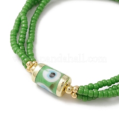 4Pcs 4 Color Glass Seed Triple Layer Stretch Bracelets Set with Lampwork Evil Eye Lampwork Beaded&nbsp;BJEW-TA00286