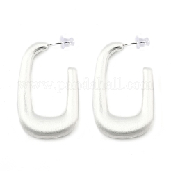 女性用長方形真鍮スタッドピアス  銀  46x27.5x6mm&nbsp;EJEW-U055-22S