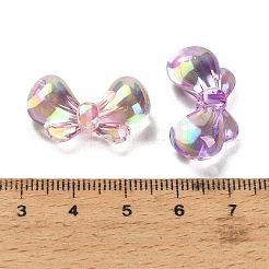 UVメッキ透明アクリルビーズ  虹色の  蝶結び  多面カット  ミックスカラー  14x24.5x8.5mm  穴：2.5mm&nbsp;AC-CBAD9B6-08