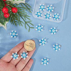 20Pcs Glass Seed Beaded Snowflake Pendants&nbsp;FIND-SC0020-41