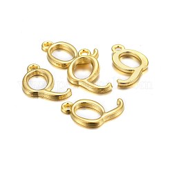 金メッキ合金文字ペンダント  ラックめっき  カドミウムフリー＆鉛フリー  文字.q  12x15x2mm  穴：1.5mm&nbsp;PALLOY-J718-01G-Q
