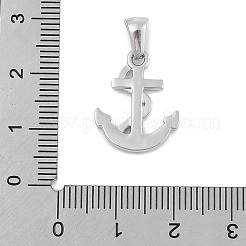 304ステンレススチールマイクロパヴェキュービックジルコニアペンダント  アンカーチャーム  ステンレス鋼色  19x15x2mm  穴：3x6mm&nbsp;STAS-D112-03P-08