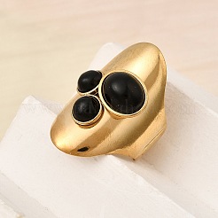 女性用304ステンレススチールオープンカフリング  オーバル  合成ターコイズ付き  ゴールドカラー  30.5mm  内径：18.2mm&nbsp;RJEW-K258-14G
