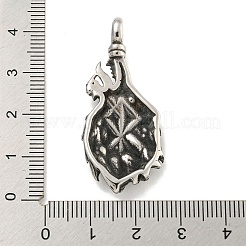 316サージカルステンレスペンダント  オオカミのチャーム  アンティークシルバー  42x18x7mm  穴：5.4x4.8mm&nbsp;STAS-E212-135AS