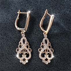Brass Pave Clear Cubic Zirconia Hoop Earrings&nbsp;FS-WGFC578-01