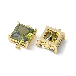Brass Pave Cubic Zirconia Connector Charms&nbsp;KK-F892-53G-06