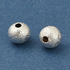 ラウンド真鍮製ビーズ  長持ちメッキ  ラックめっき  鉛フリー＆カドミウムフリー  銀  6x5.5mm  穴：1.6mm&nbsp;KK-A276-01B-S