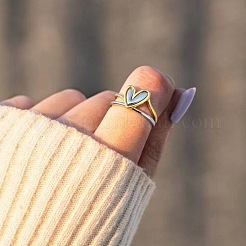 女性用ハート合金指輪2個  積み重ね可能なリング  プラチナ·ゴールデン  usサイズ8（18.1mm）&nbsp;FS-WG57BD0-04