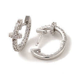 真鍮製スタンドピアス  クリアキュービックジルコニア  カドミウムフリー＆鉛フリー  ホワイト  18x6mm&nbsp;EJEW-R162-04P-01