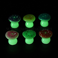 蓄光樹脂キノコ飾り  デスク装飾用の暗闇で光るキノコ  ミックスカラー  13x15x14.5~15mm&nbsp;RESI-F045-09B