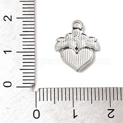 304ステンレスペンダント  花のチャーム入りハート  変色防止  ステンレス鋼色  15x12x2mm  穴：1.2mm&nbsp;STAS-H482-04P