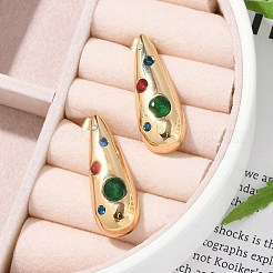304 Stainless Steel Glass Stud Earrings&nbsp;EJEW-M070-17G-02