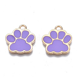 合金エナメルチャーム  カドミウムフリー＆鉛フリー  犬の足跡  暗紫色  17.5x16x1.5mm  穴：2mm&nbsp;X1-ENAM-T016-22LG-D-RS