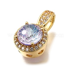 Brass Micro Pave Cubic Zirconia Pendants&nbsp;KK-F913-17G