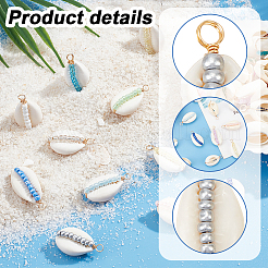 42Pcs 42 Styles Natural Cowrie Shell Pendants&nbsp;PALLOY-HY00038