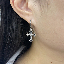 Vintage Punk Style S925 Silver Cross Earrings Fashion Ear Hoops&nbsp;MA2169