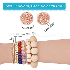 30Pcs 3 Colors Rack Plating Brass Hollow Beads&nbsp;KK-PH0009-55A
