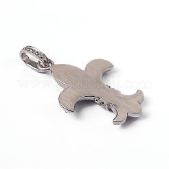316サージカルステンレスラインストーンペンダント  アヤメ  クリスタル  44x30x5mm  穴：9x5.5mm&nbsp;STAS-L184-038