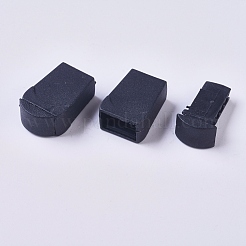 プラスチック製のジッパープルコードの端  コードテザーチップコードロック用  ブラック  20.5x13x8.5mm&nbsp;KY-WH0020-27
