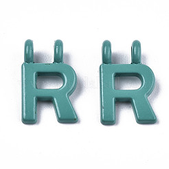 スプレー塗装合金2ループリンクペンダント  カドミウムフリー＆鉛フリー  文字L  文字.r  13.5x8.5x1.5mm  穴：2mm&nbsp;X-PALLOY-T075-48R-RS