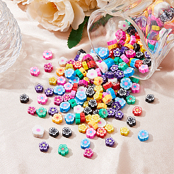 300個10色手作りポリマークレイビーズ  花  ミックスカラー  7~10x7~11x3~5mm  穴：1.6mm  30個/カラー&nbsp;CLAY-DC0001-10