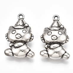 Ccbプラスチック子猫ペンダント  寝酒の形をした猫  アンティークシルバー  46.5x30x16.5mm  穴：3.5mm  約61個/500g&nbsp;CCB-S160-05