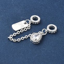 Brass Micro Pave Clear Cubic Zirconia Cable Chain European Beads&nbsp;KK-G531-07C-S