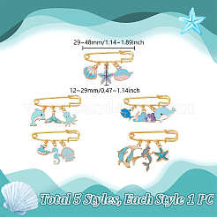 5Pcs Brass Brooches&nbsp;JEWB-GA00003