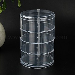 回転可能な4層プラスチックジュエリー収納ボックス  リングのために  イヤリングとネックレス  コラム  透明  11.5x17.2cm&nbsp;AJEW-YW0001-14