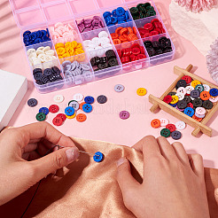 450Pcs 15 Styles Resin Buttons&nbsp;RESI-TA0004-13