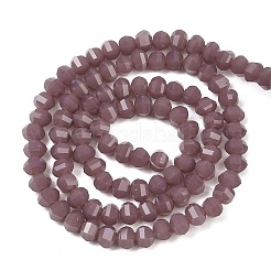 ジェイド風ガラスビーズ連売り  ロンデル  多面カット  オールドローズ  5x6x5mm  穴：1.2mm  約98個/連  17.32''（44センチメートル）&nbsp;GLAA-G125-01B-06