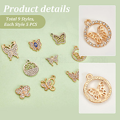 45Pcs 9 Styles Alloy Pendants&nbsp;ALRI-PH0001-30
