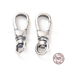 スターリングシルバー製スイベルクラスプ925個  アンティークシルバー  17.5x6.5x4mm  穴：2x3.5mm  内径：7x4mm&nbsp;STER-D036-07AS