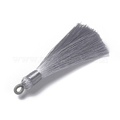 ポリエステルタッセルペンダント  グレー  78~82x8mm  穴：2~4mm&nbsp;FIND-I009-B20