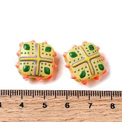 ガラス模造翡翠ビーズ  手描きのビーズ  菱形  エナメル  ゴールデンロッド  19x22~23x10mm  穴：1.4~1.6mm&nbsp;GLAA-L051-03B