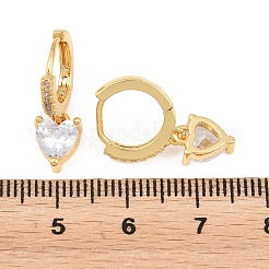 Brass Micro Pave Cubic Zirconia Hoop Dangle Earrings&nbsp;KK-H297-02G-01
